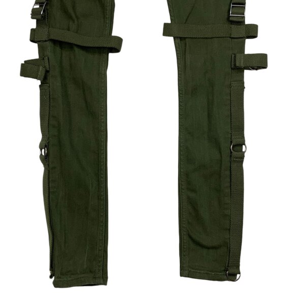 Serenede Holy Pothos Jeans 28 Green Olive Green Skinny Straps Mid Rise Punk - Picture 9 of 12